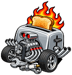 Hot Rod Toaster Flame Toast Precision Cut Decal